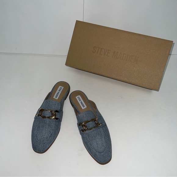 Steve Madden Cassady Loafer Mule In Light Denim Color- New In Box - Reemoly - Picture 9 of 10